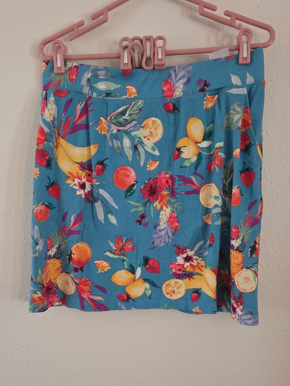 D&co Blue Tropical Fruit Print Skort